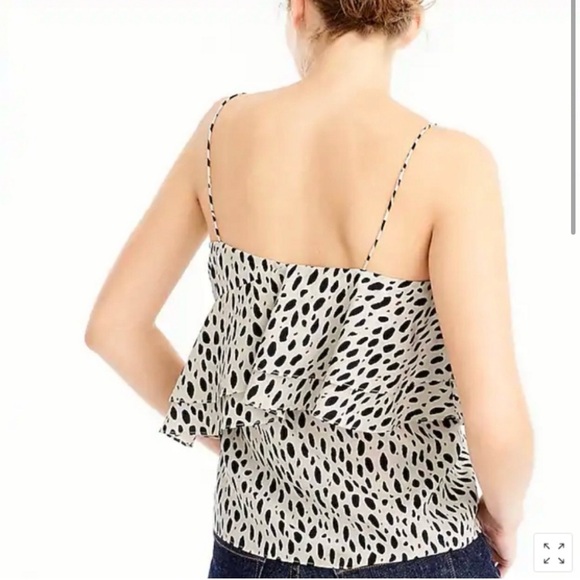 J Crew 100% Silk Animal Print Ruffle Cami Top - Picture 2 of 5